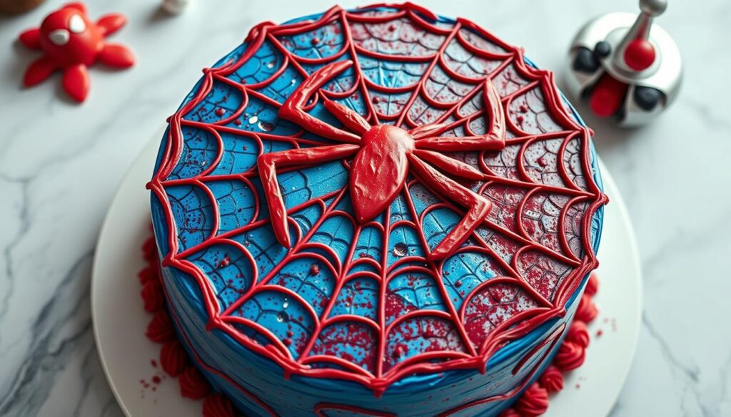 Spiderman Cake Web Pattern Design