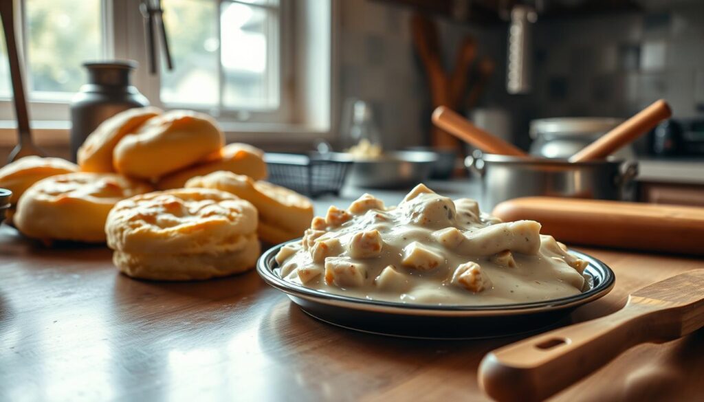 Chicken Biscuits and Gravy Preparation