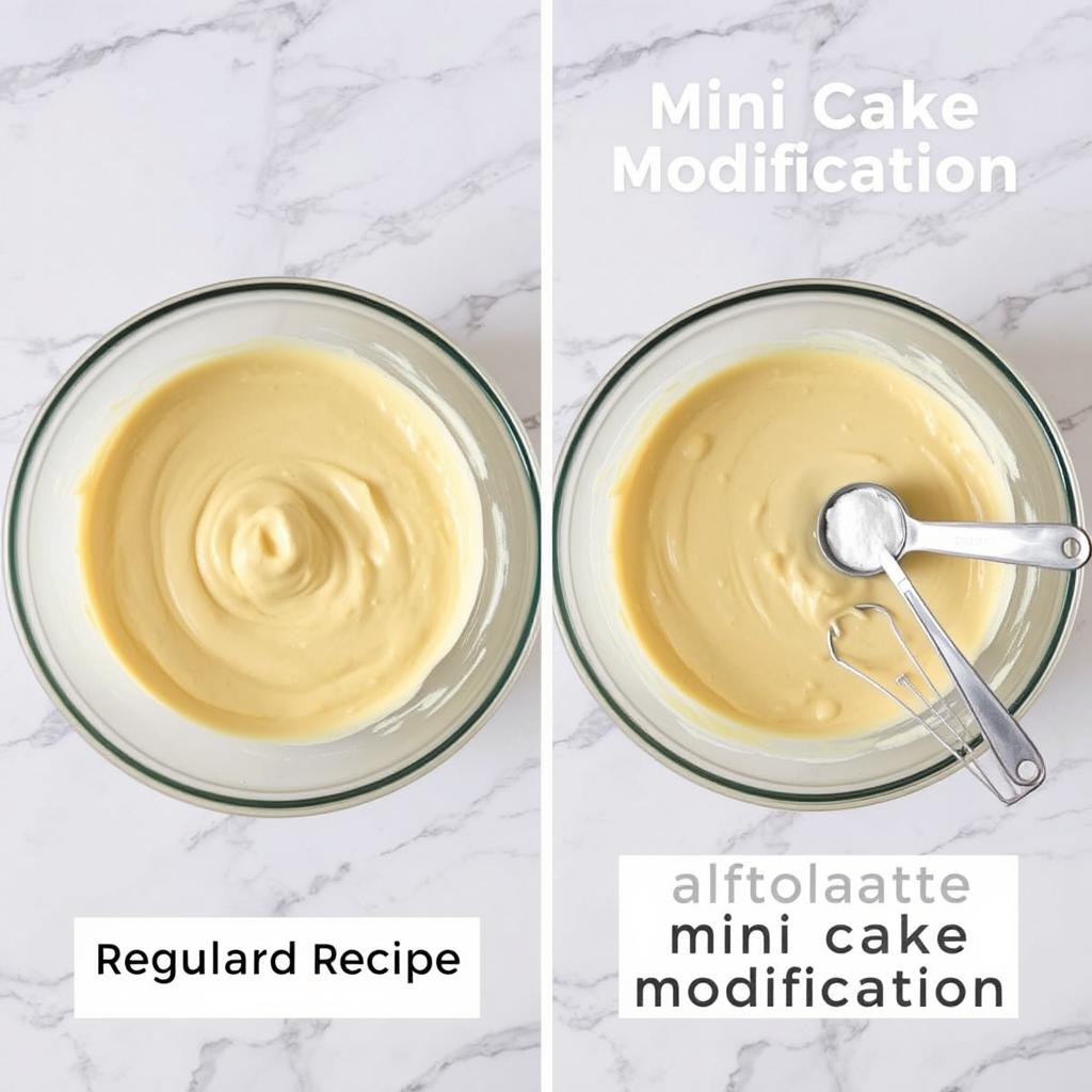Comparison of regular cake batter and modified small cake batter consistency Comparison of regular cake batter and modified small cake batter consistency