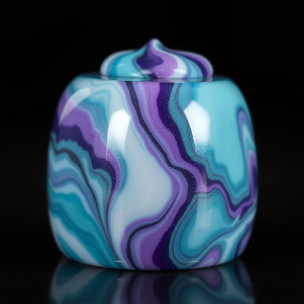 Individual dessert with mirror glaze in swirled colors Individual dessert with mirror glaze in swirled colors