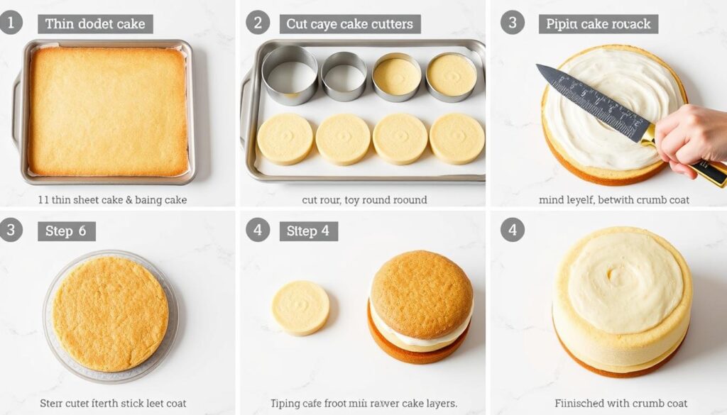 Step-by-step visual guide to the cut-and-stack method for petite cakes Step-by-step visual guide to the cut-and-stack method for petite cakes